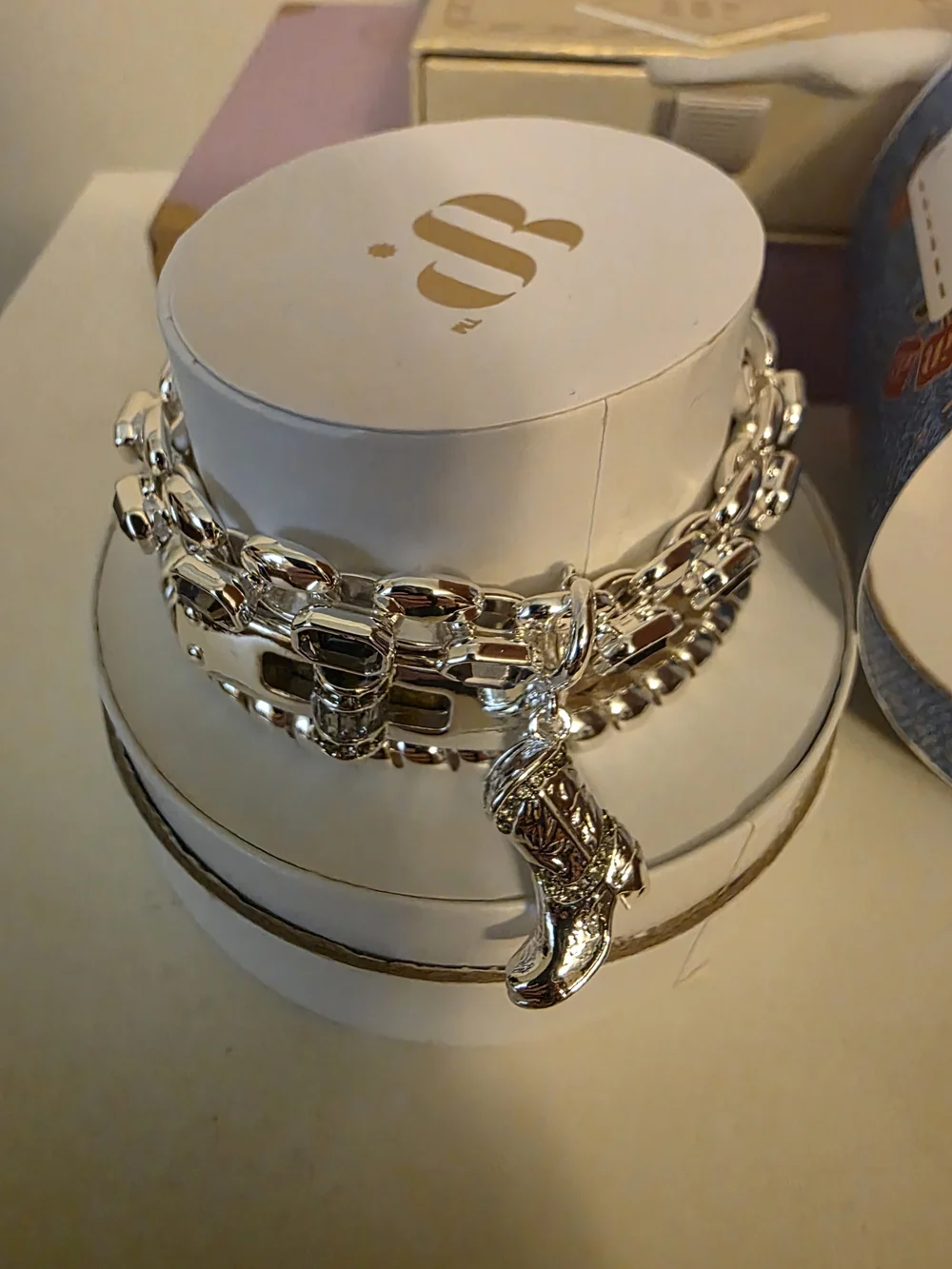 Silver Cowgirl Boot Charm Bracelet - Women Accessories 2026 Spring Stack